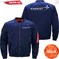 Thumbnail for SIKORSKY HELICOPTER LOGO BOMBER FLIGHT AVIATOR JACKET