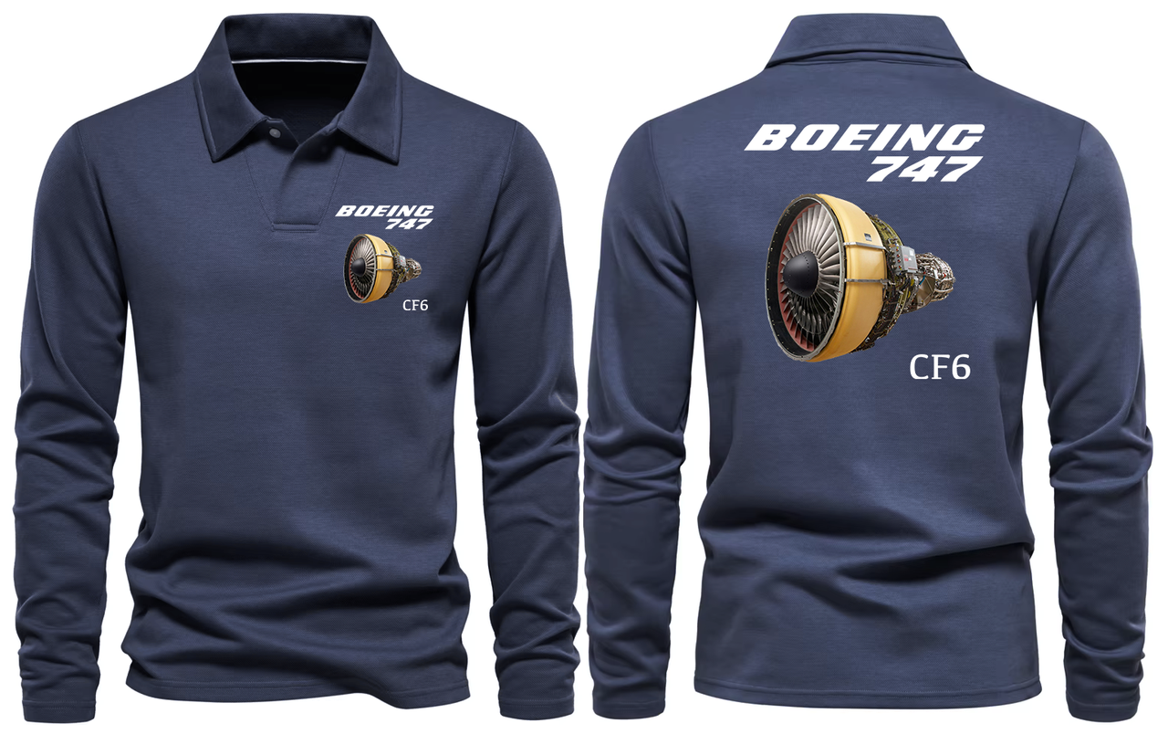 BOEING 747 CF6 LONG SLEEVE  POLO