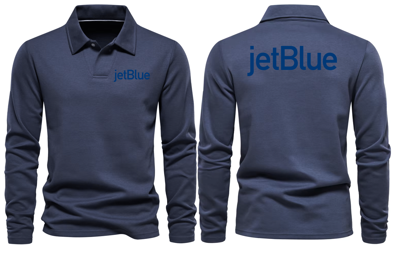 JET BLUE LONG SLEEVE  POLO