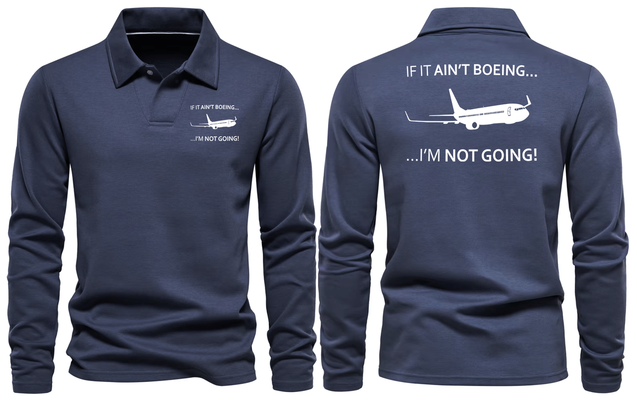 BOEING I AM NOT GOING LOGO LONG SLEEVE  POLO