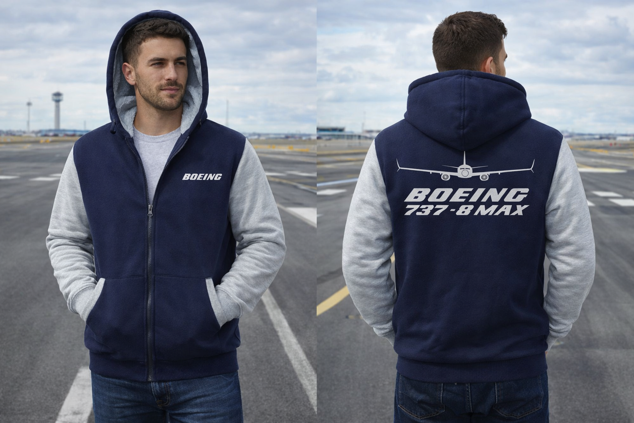 BOEING 737-8 MAX WINTER THICK ZIP SWEATSHIRT