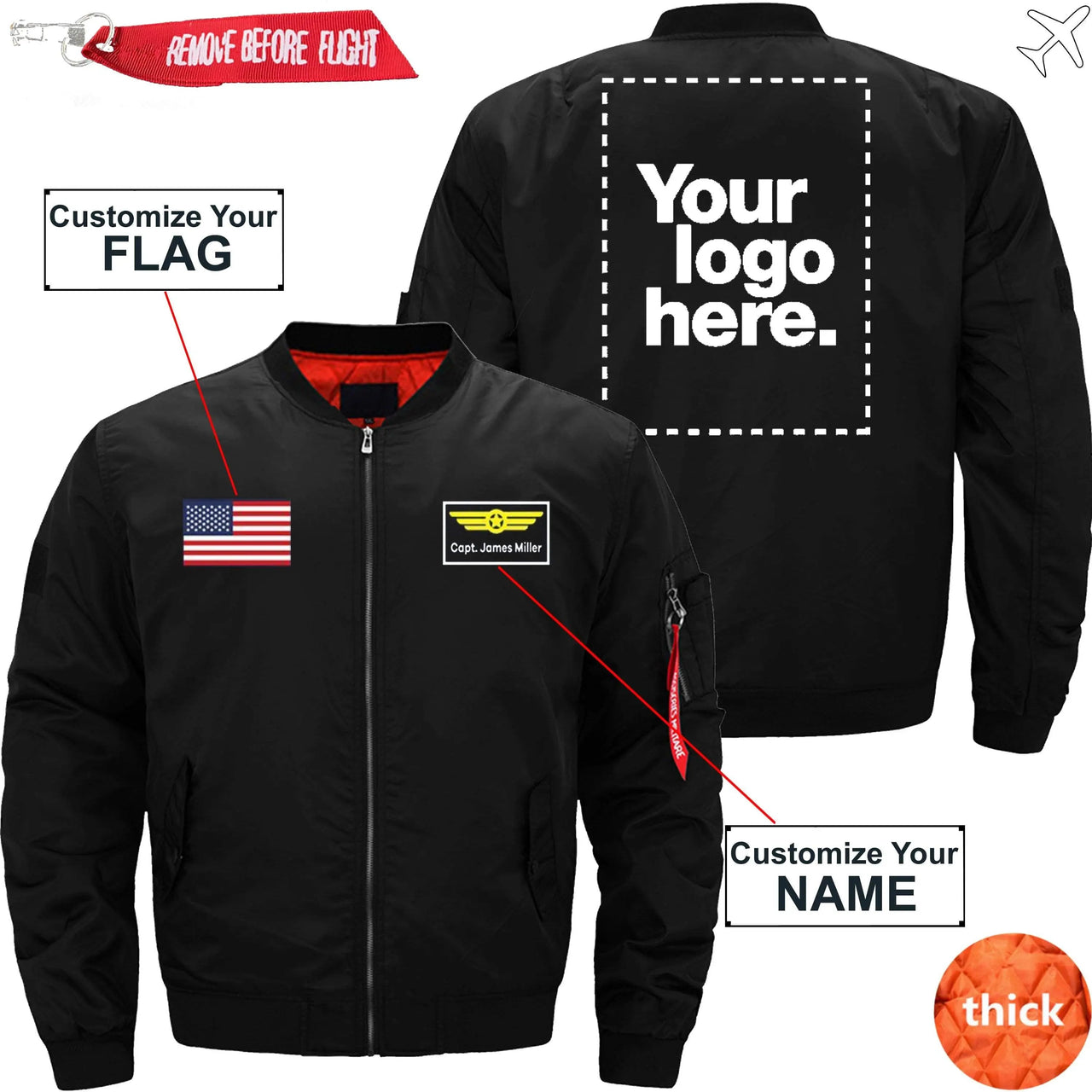 CUSTOM FLAG, LOGO & NAME WITH BADGE DESIGNED - JACKET THE AV8R