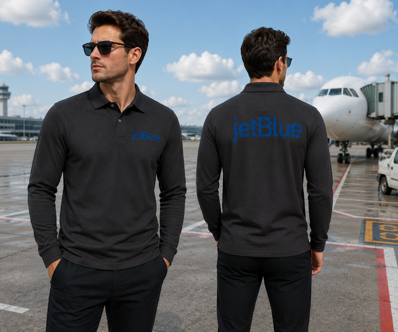JET BLUE LONG SLEEVE  POLO