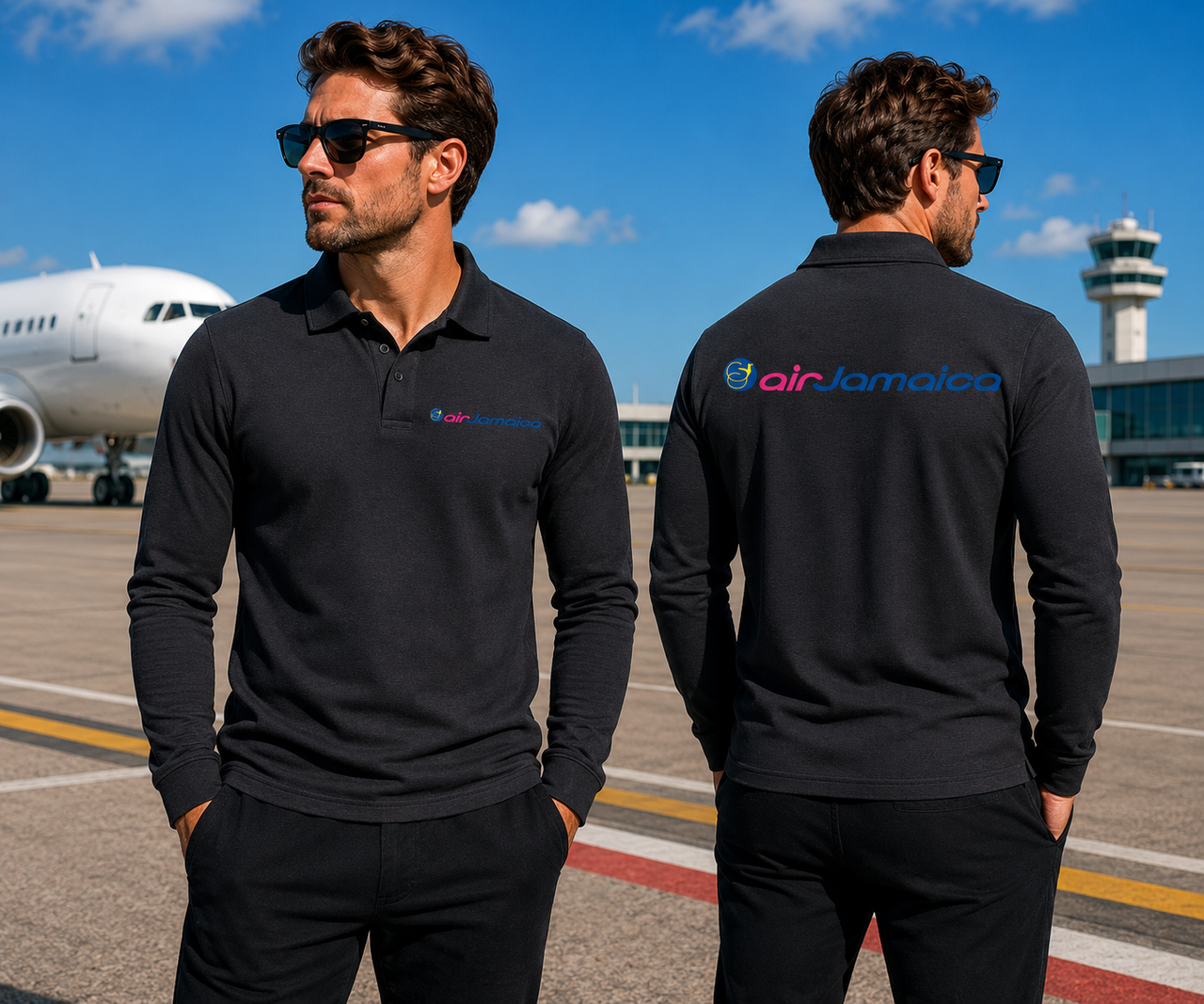 AIR JAMAICA  LONG SLEEVE  POLO