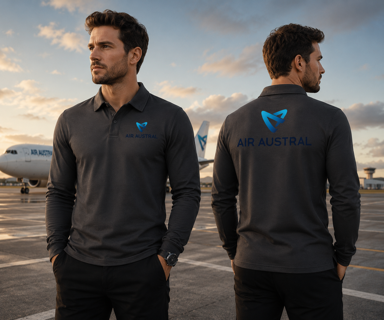 AIR AUSTRAL LONG SLEEVE  POLO