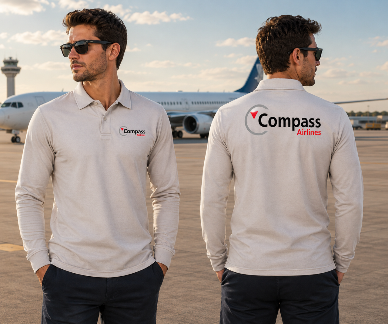 COMPASS AIRLINES  LONG SLEEVE  POLO