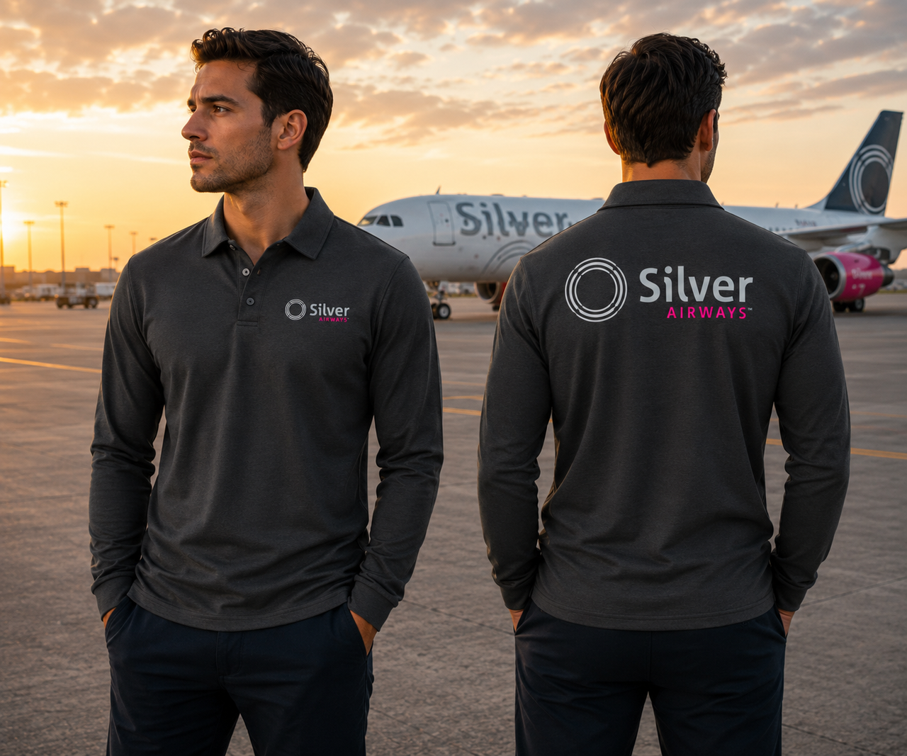SILVER AIRWAYS  LONG SLEEVE  POLO