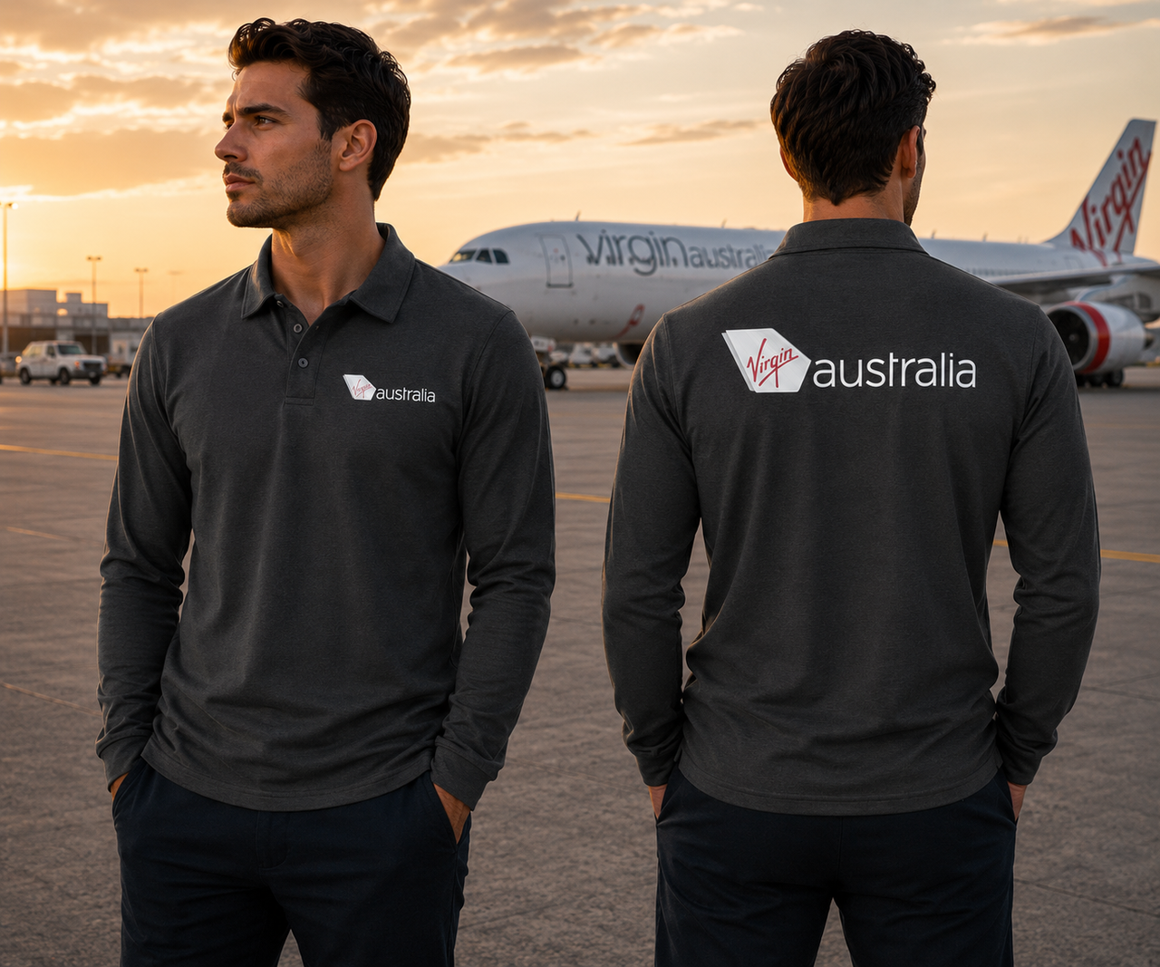 AUSTRALIA AIRLINES LONG SLEEVE  POLO