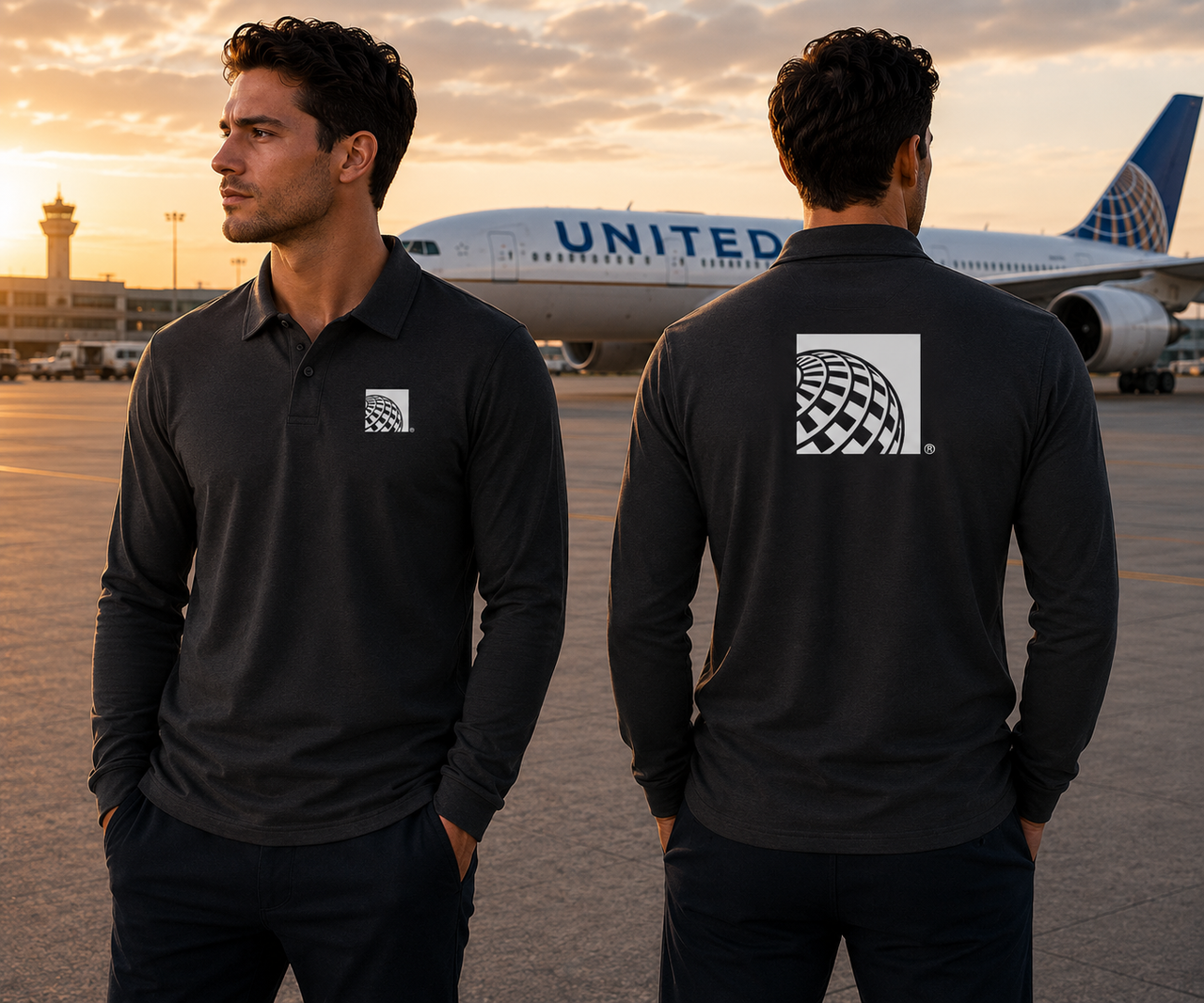 AIR UNITED AIRLINES LONG SLEEVE  POLO