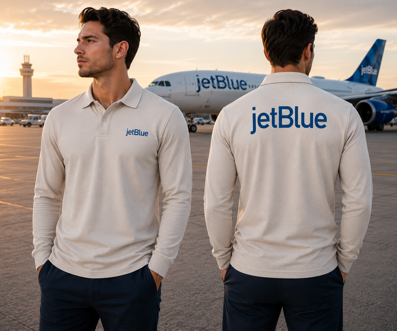 JETBLUE AIRWAYS LONG SLEEVE  POLO