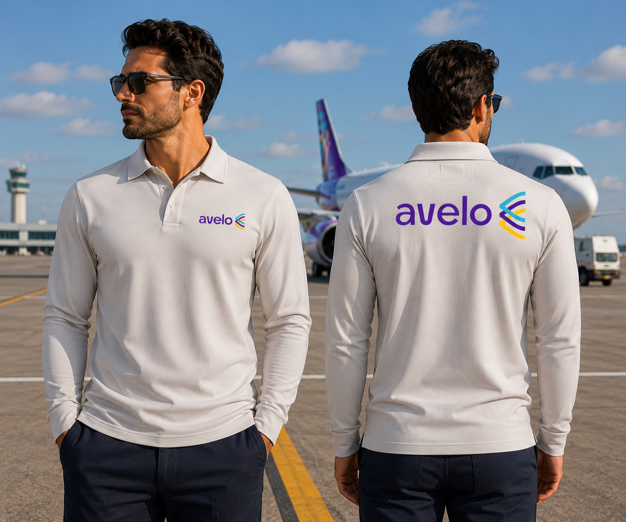 AVELO  AIRWAYS LONG SLEEVE  POLO 01