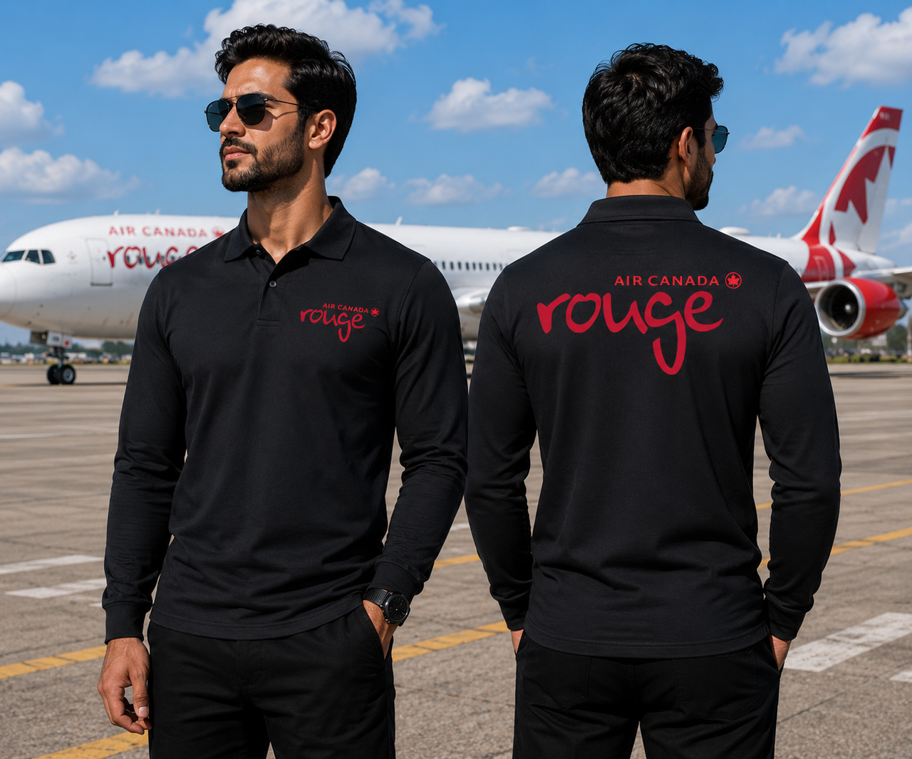 CANADA ROUGE AIRLINES LONG SLEEVE  POLO