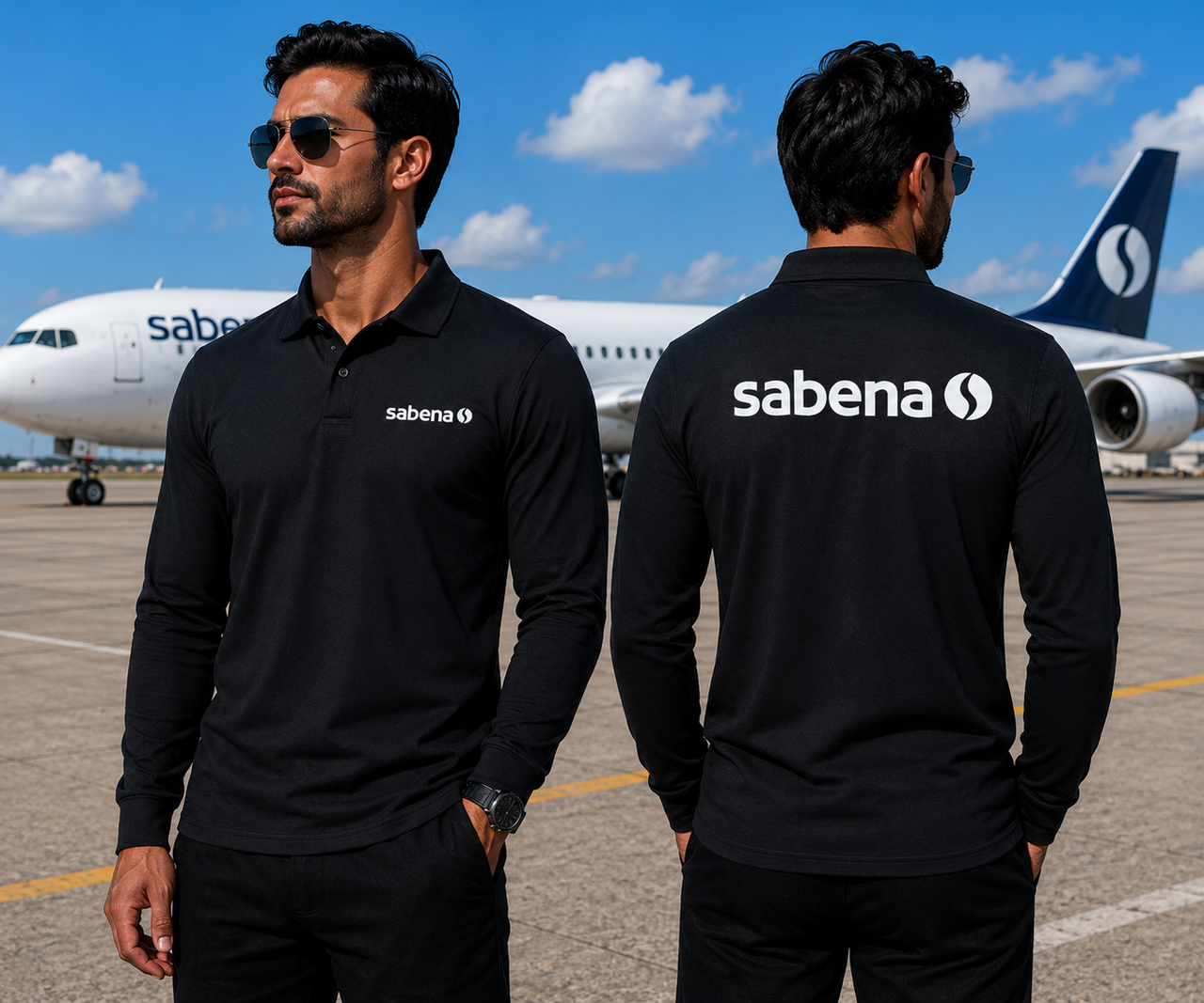 SABENA AIRLINES LONG SLEEVE  POLO