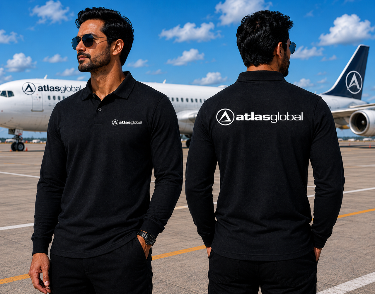 ATLAS AIRLINES LONG SLEEVE  POLO