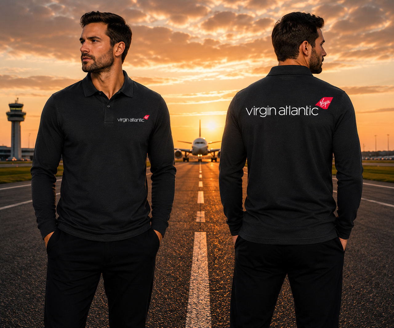 VIRGIN ATLANTIC AIRLINES LONG SLEEVE  POLO