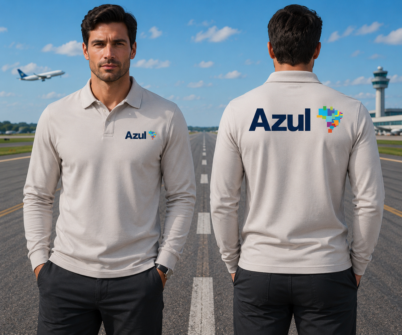AIR AZUL AIRLINES LONG SLEEVE  POLO