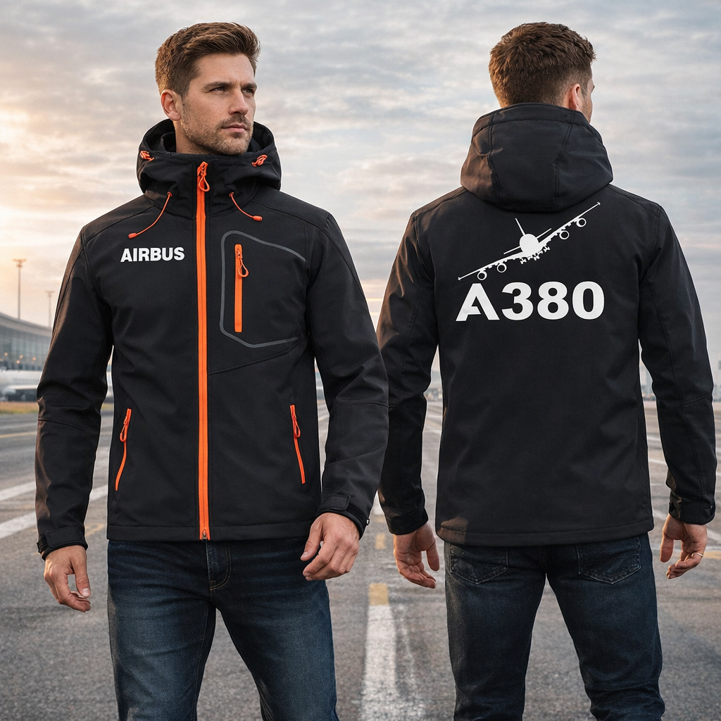 AIRBUS A380 WATERPROOF WINDPROOF SOFTSHELL HOODED JACKET