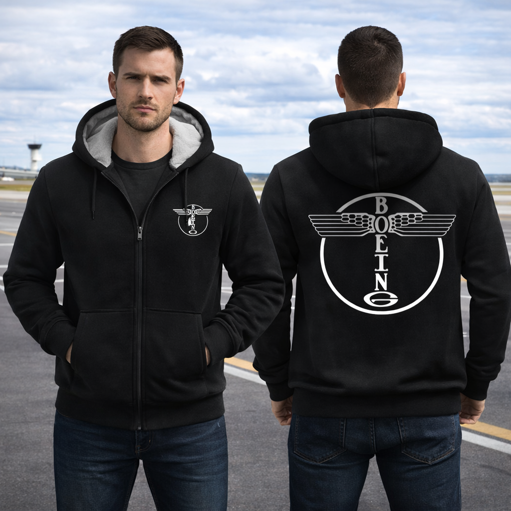 BOEING VINTAGE LOGO WINTER THICK ZIP SWEATSHIRT