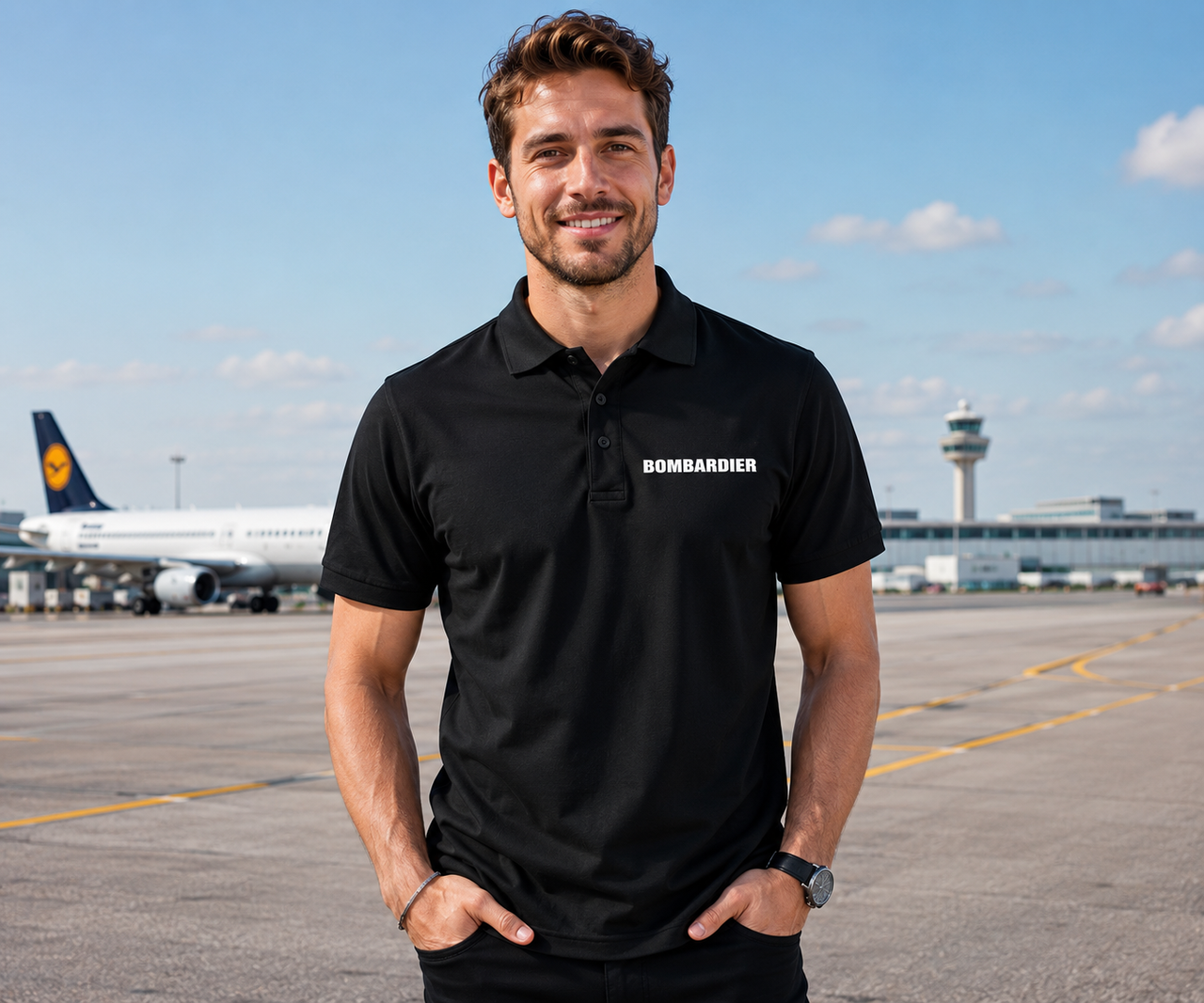 BOMBARIDER AIRLINES POLO T-SHIRT