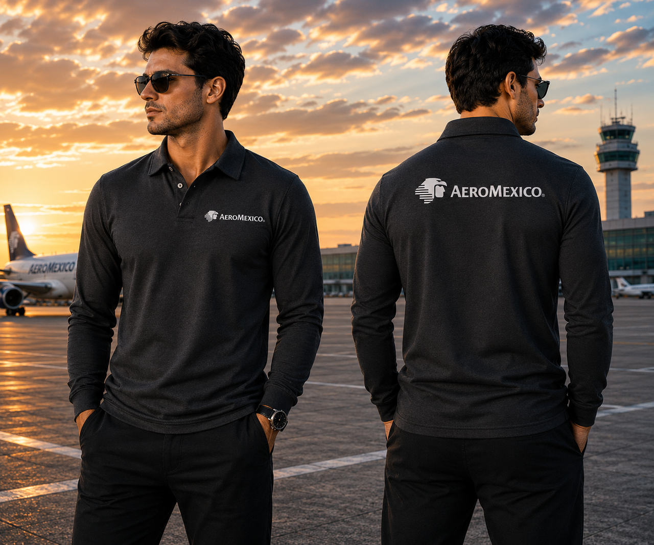 AIR MEXICO AIRLINES LONG SLEEVE  POLO