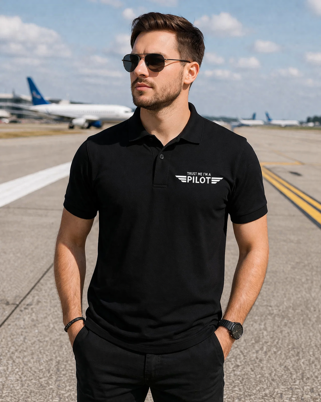 TRUST ME I'M A PILOT POLO T-SHIRT