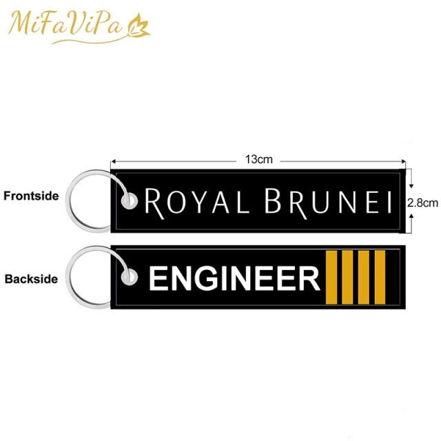 A ROYAL BRUNEI SIDE B ENGINEER EMBROIDERY KEY CHAIN - PILOTSX