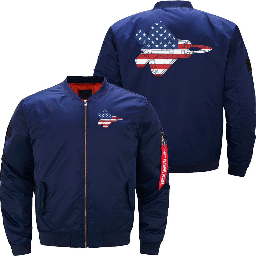 F-22 Raptor Fighter Jet Airplane American Flag F22 JACKET THE AV8R