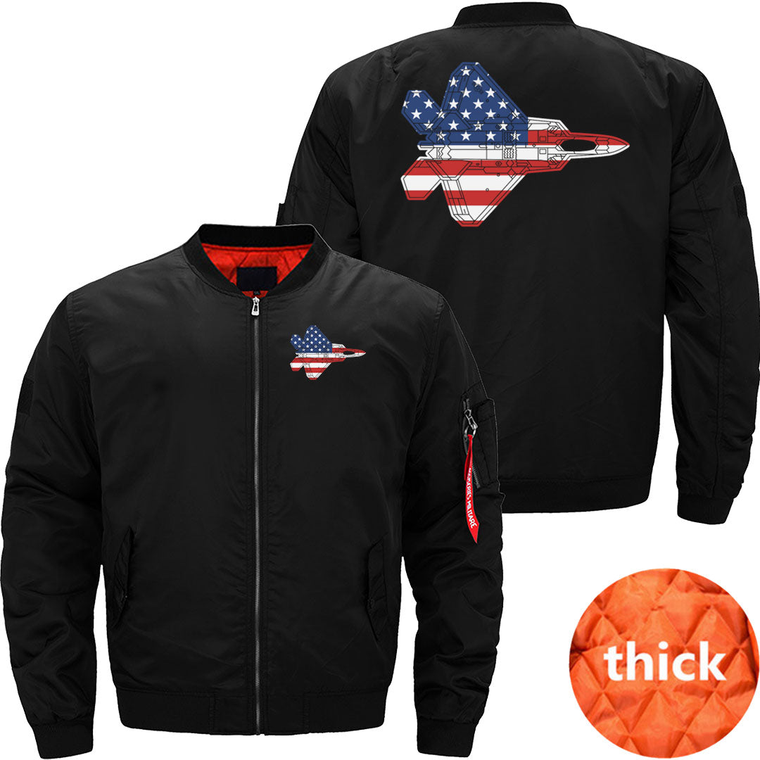 F-22 Raptor Fighter Jet Airplane American Flag F22 JACKET THE AV8R