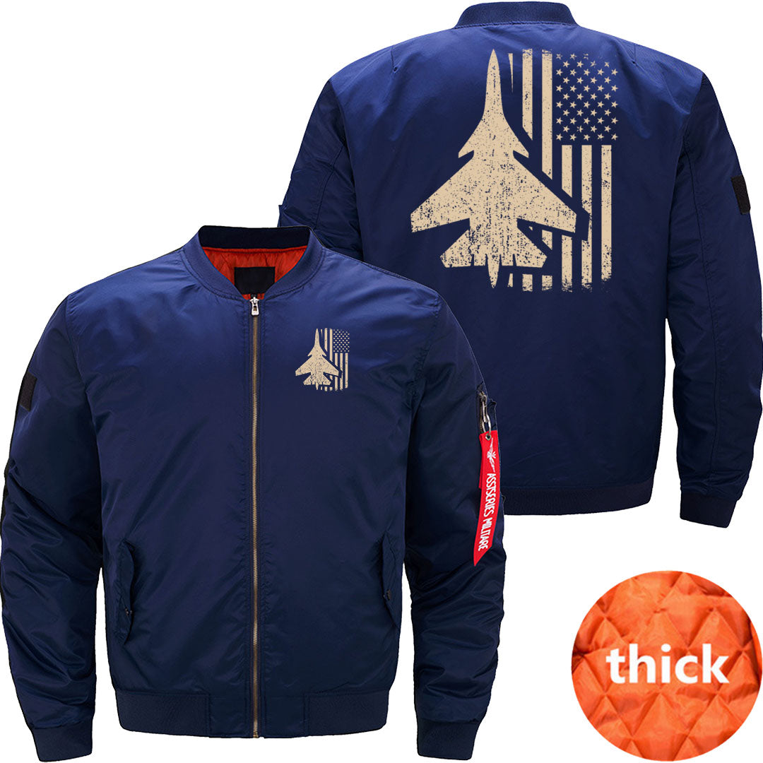 American Flag USA Airplane Jet Fighter Patriotic  JACKET THE AV8R