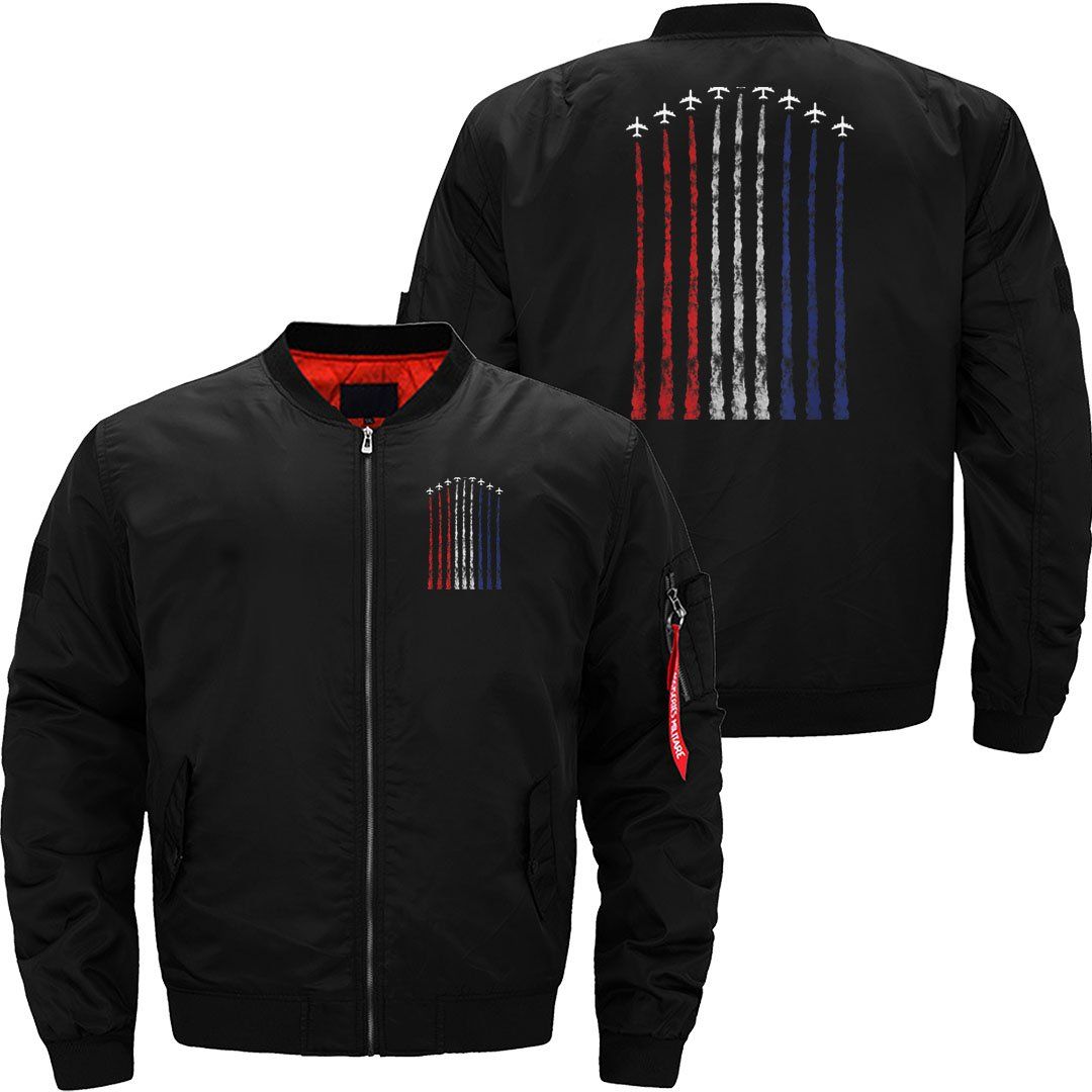 American Flag USA Fighter Jet Con Trail christmas JACKET THE AV8R