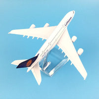 Thumbnail for AIR PASSENGER PLANE MODEL A380 LUFTHANSA AIRCRAFT A380 16CM ALLOY SIMULATION AIRPLANE - PILOTSX