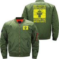 Thumbnail for AIR TRAFFIC CONTROLLER KEEPING THE SKIES SAFE BOMBER FLIGHT AVIATOR JACKET - PILOTSX