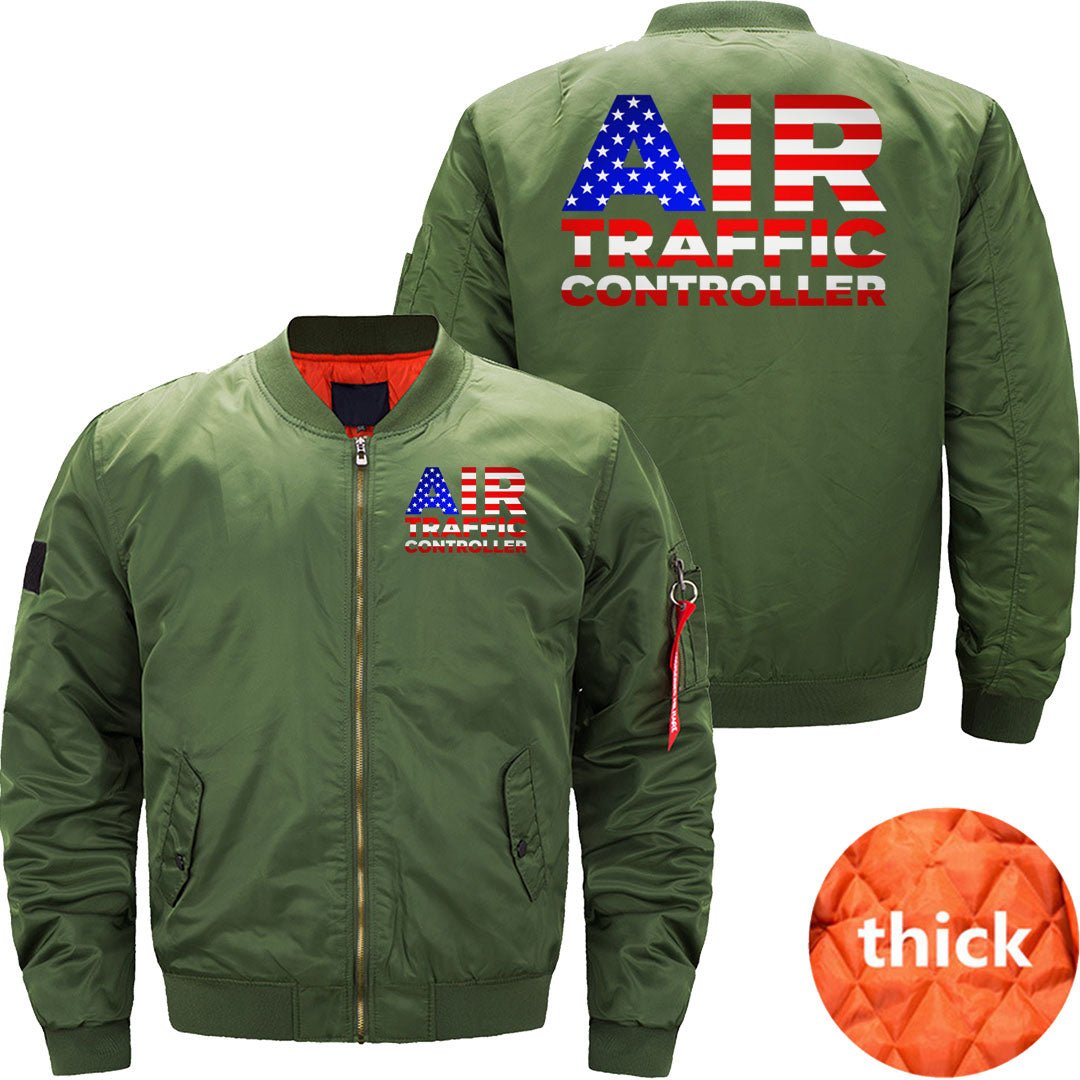 AIR TRAFFIC CONTROLLER USA FLAG ATC FLIGHT BOMBER FLIGHT AVIATOR JACKET - PILOTSX