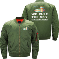 Thumbnail for AIR TRAFFIC CONTROLLER WE RULE THE SKY BOMBER FLIGHT AVIATOR JACKET - PILOTSX