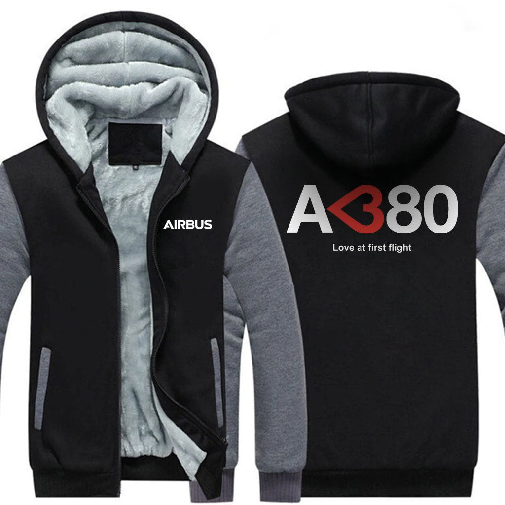 AIRBUS A380 LOVE AT FIRST FLIGHT DESIGNED ZIPPER SWEATERS THE AV8R