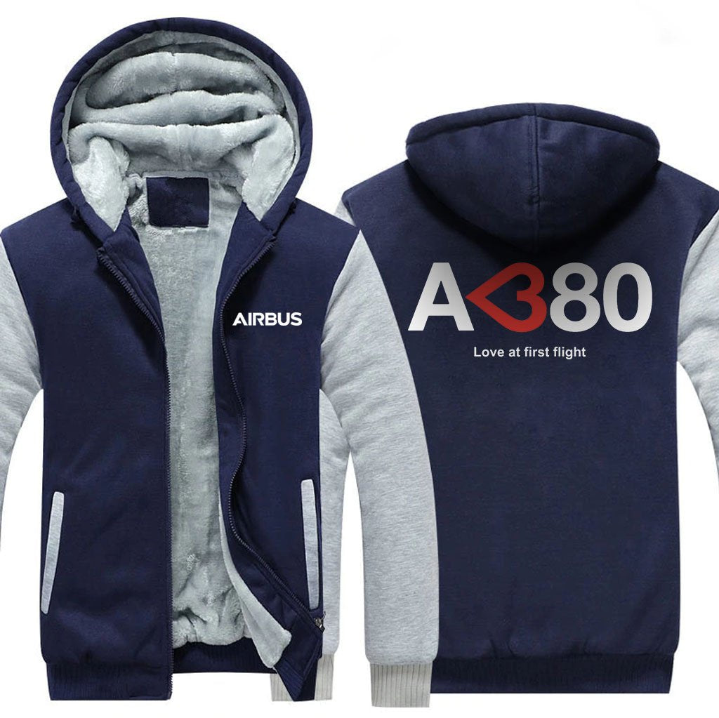 AIRBUS A380 LOVE AT FIRST FLIGHT ZIPPER SWEATERS THE AV8R