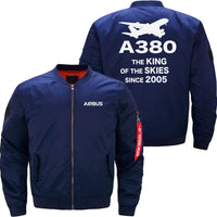 Thumbnail for AIRBUS A380 THE KING OF THE SKIES SINCE 2005 Ma-1 Bomber Jacket Flight Jacket Aviator Jacket THE AV8R