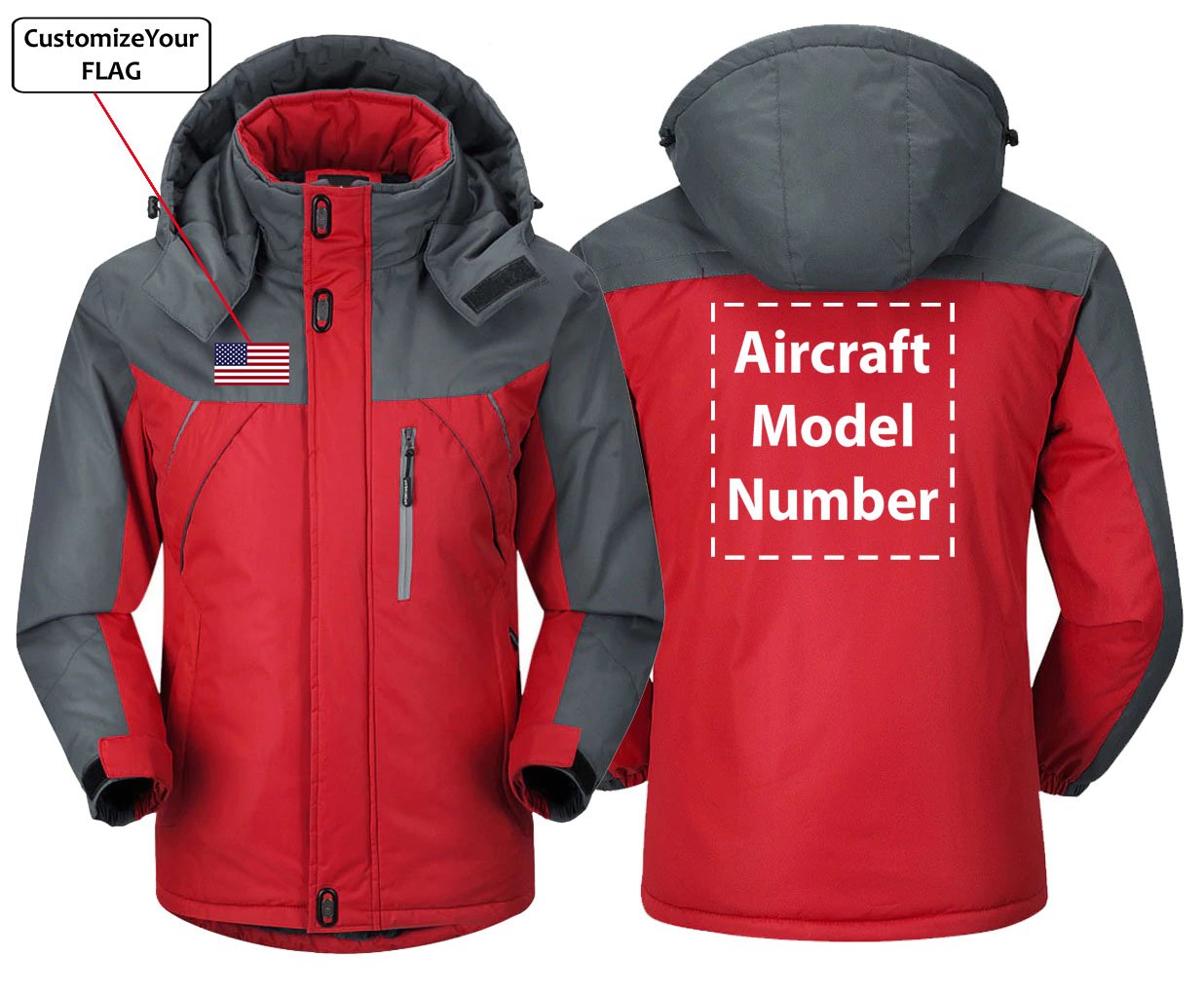 FLAG AND AIRCRAFT MODEL NUMBER DESIGNED WINDBREAKER JACKET THE AV8R