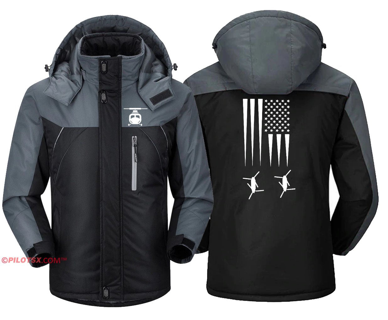 HELICOPTER WITH FLAG WINDBREAKER JACKET THE AV8R