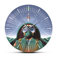 Thumbnail for Military Pilot In Aircraft Cockpit Airplane Wall Clock Aviation Home Decor The Flying Plane Jet Aviator Wall Art Clock Watch AV8R