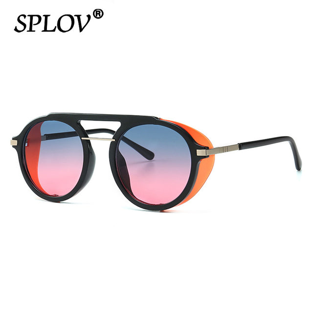 Retro Round Steampunk Sunglasses Men Women Brand Designer AV8R