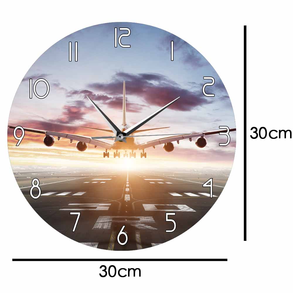 AIRBUS A380 Flying Over Runway Modern Wall Clock AV8R