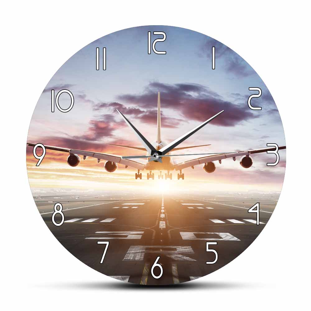 AIRBUS A380 Flying Over Runway Modern Wall Clock AV8R