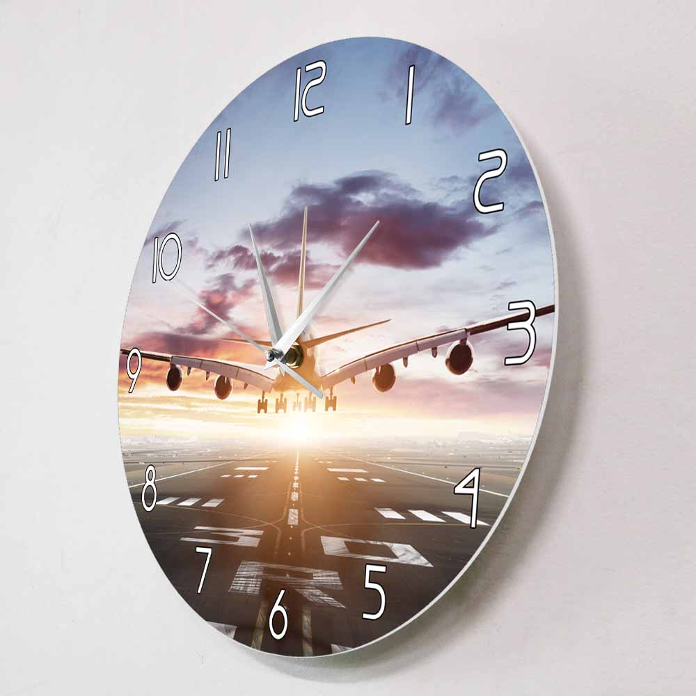 AIRBUS A380 Flying Over Runway Modern Wall Clock AV8R