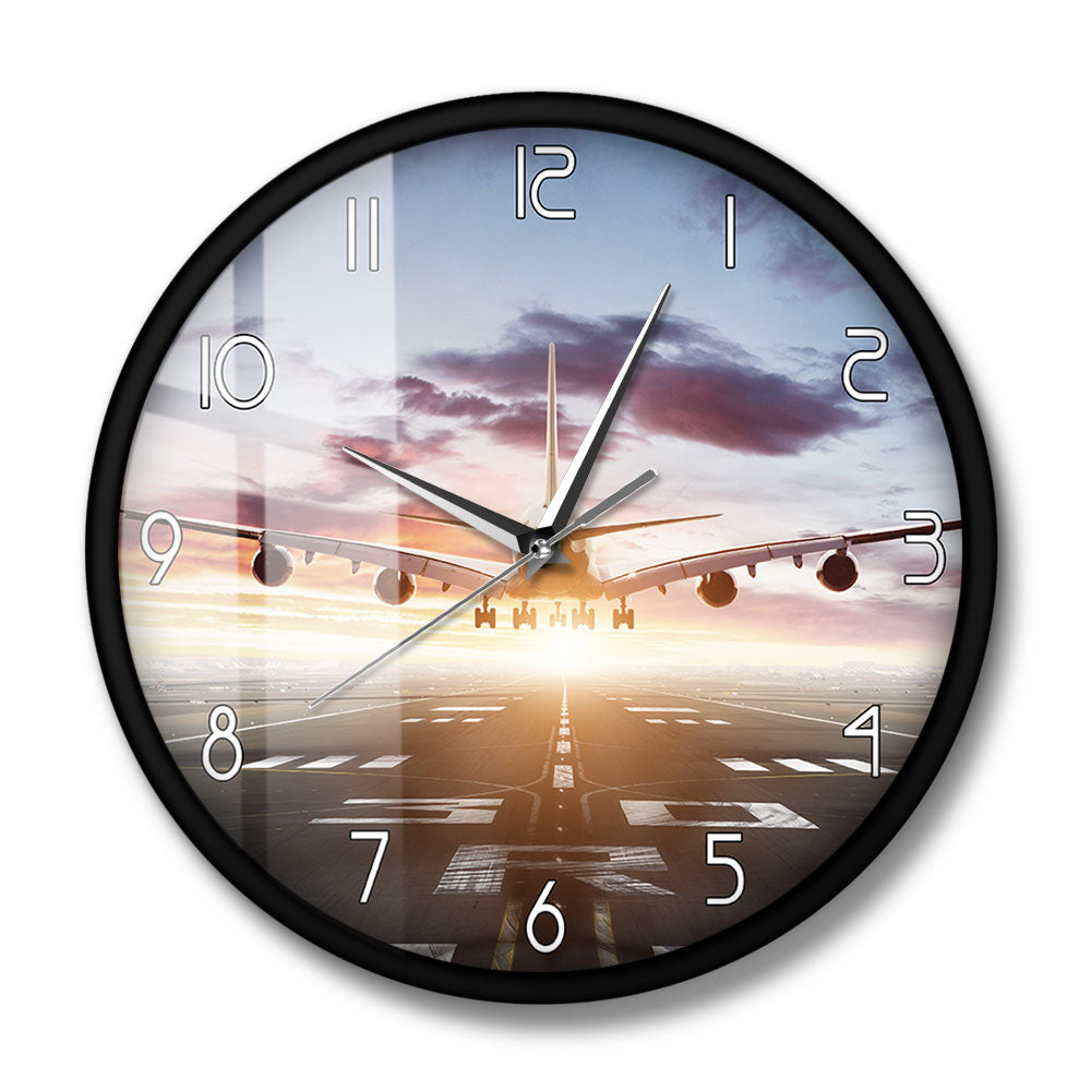 AIRBUS A380 Flying Over Runway Modern Wall Clock AV8R