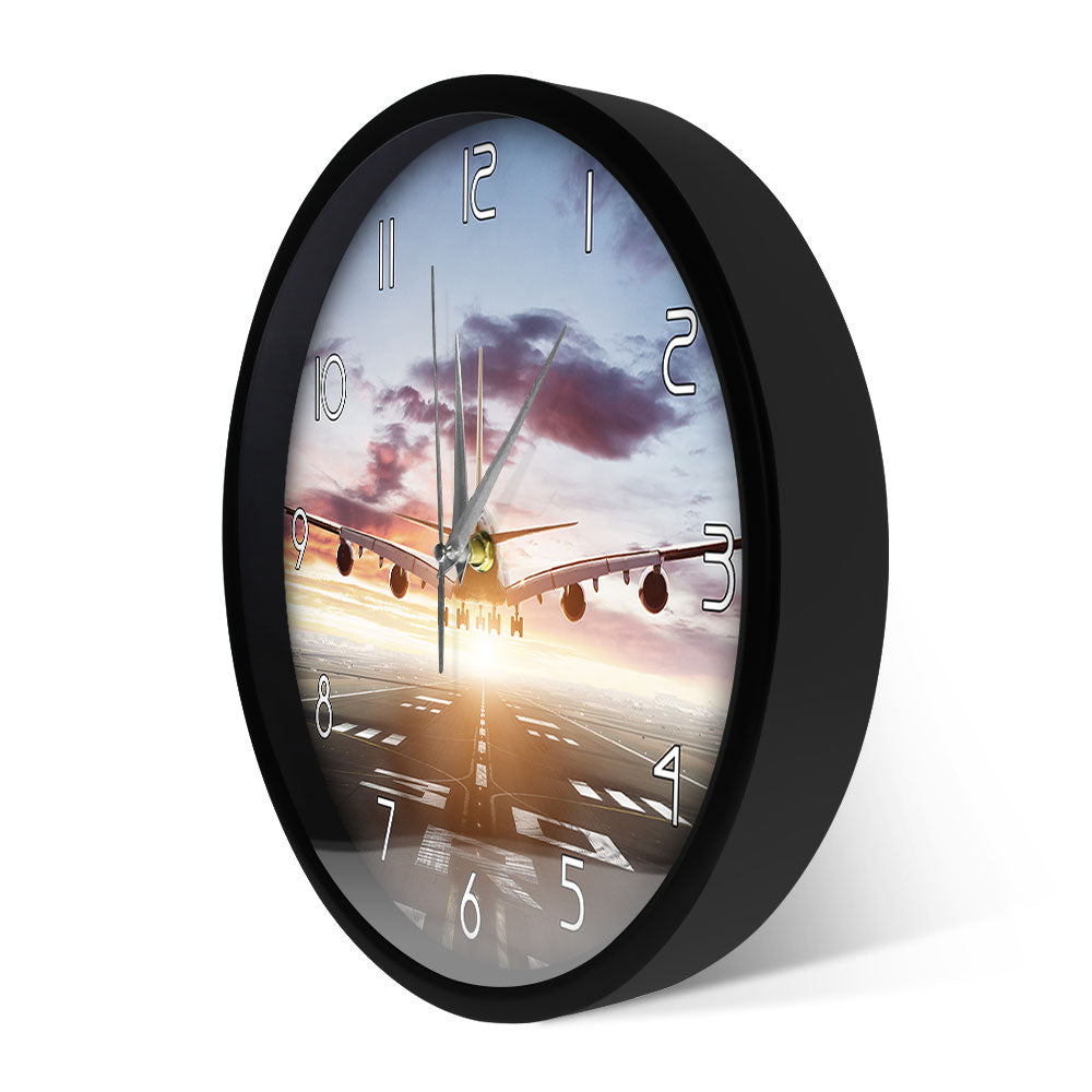 AIRBUS A380 Flying Over Runway Modern Wall Clock AV8R