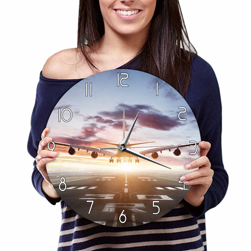 AIRBUS A380 Flying Over Runway Modern Wall Clock AV8R