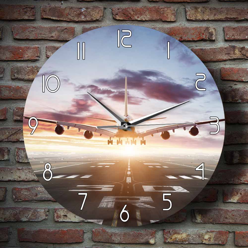 AIRBUS A380 Flying Over Runway Modern Wall Clock AV8R