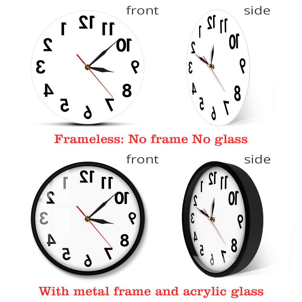 Reverse Wall Clock Unusual Numbers Backwards AV8R