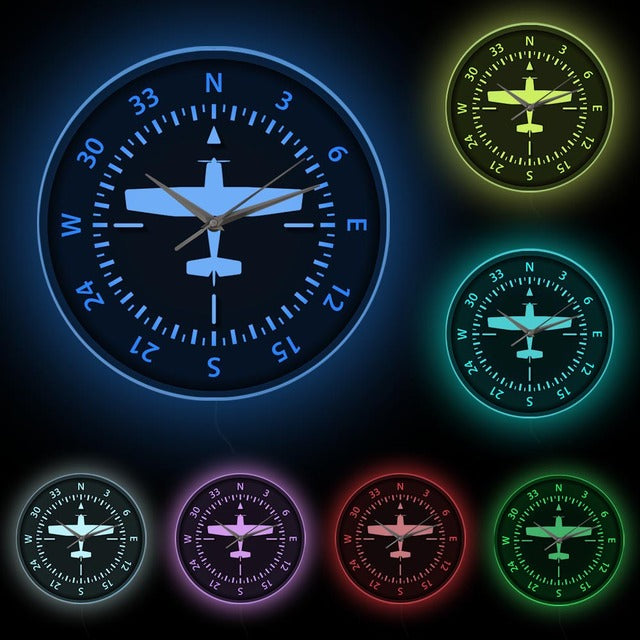 Steering Wheel Flight Instrument Compass Wall Clock AV8R